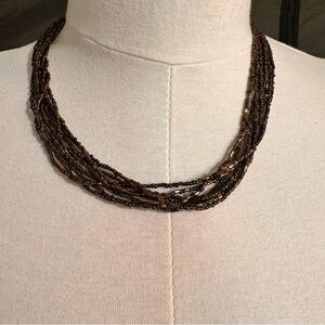 Necklace Vintage Beaded Multi-strand Brown Fashion Jewelry Seed Beaded Elegant